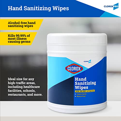 Clorox Pro Alcohol Free Hand Wipes BZK Resealable Canister 270 Ct for Home Cleaners Active Users Office_cleaning