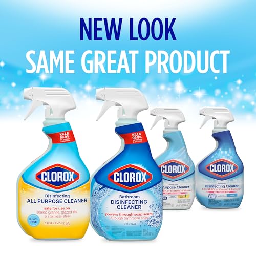 Clorox Disinfecting All-Purpose Cleaner 32 Oz + Clorox Disinfecting Bathroom Cleaner 30 Oz + Pack of 3 for Household Use