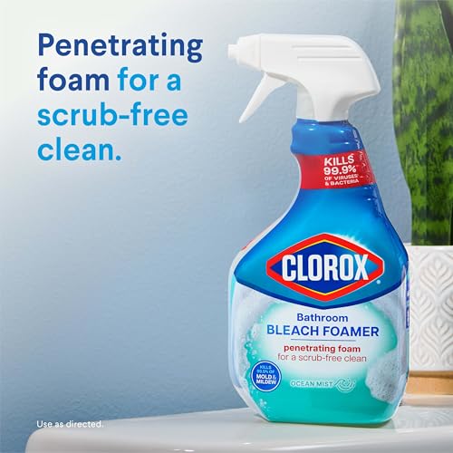 Clorox Disinfecting Bathroom Foamer with Bleach Original for Household Essentials, 30 Ounce Spray Bottle - Kills 99.99%